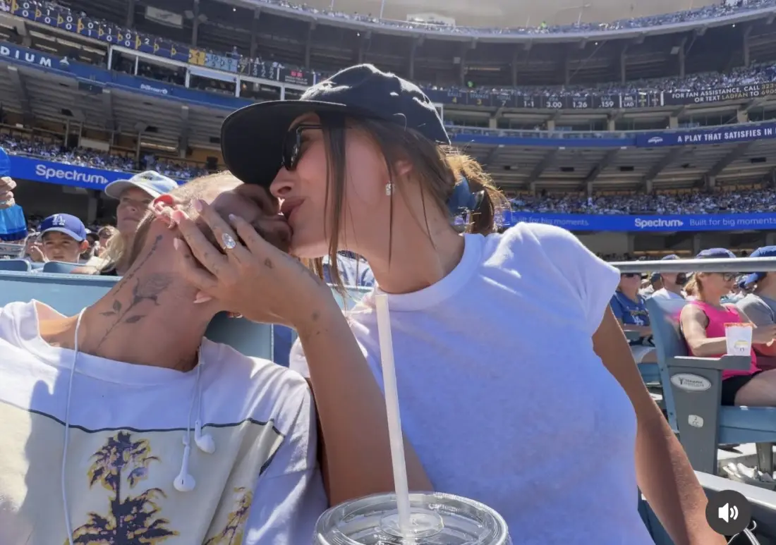 Джъстин Бийбър сподели нежна снимка с Хейли от мач на Dodgers